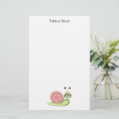 Buggin Sie · Grüne u. rosa Schnecke Briefpapier (Stehend Vorderseite)
