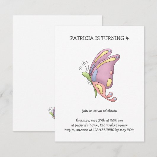 Buggin' You ・ Schmetterling Einladung (Vorne/Hinten)