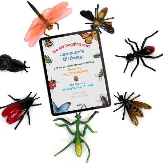 Bugging Out Kids Illustrated Birthday Einladung
