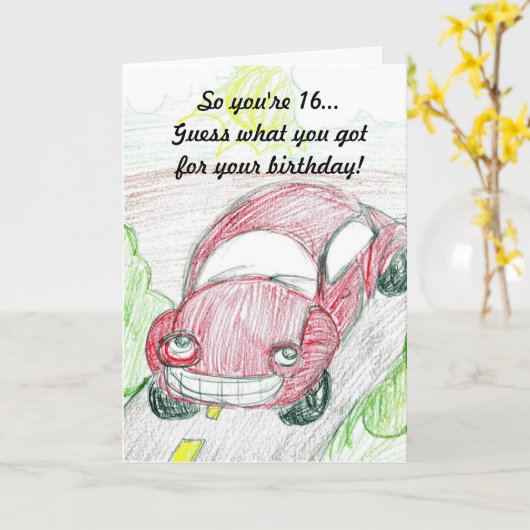 Buggy 16 Geburtstagskarte Karte (Gelbe Blume)