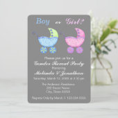 Buggy Carriage Gender Reveal Party Einladung (Stehend Vorderseite)