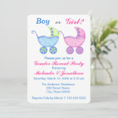 Buggy Carriage Gender Reveal Party Einladung (Stehend Vorderseite)
