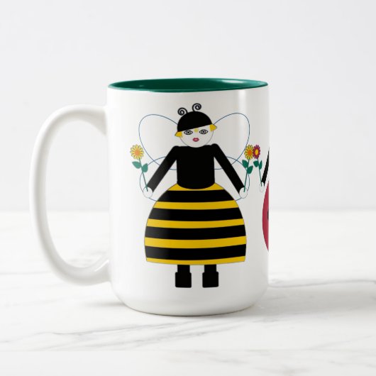 Buggy Martzkin Marienkäfer u. Honig-Bienen-Tasse Zweifarbige Tasse (Links)