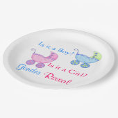 Buggy Pink Blue Gender Reveal Party Pappteller (Schrägansicht)