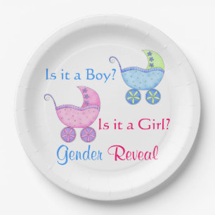 Buggy Pink Blue Gender Reveal Party Pappteller