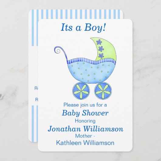 Buggy trägt ihre Kinderdusche und lädt sie ein Einladung (Vorne/Hinten)