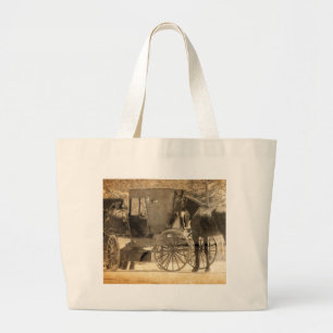 Buggy vor dem Pferd, Amish bringen Zuhause neues P Jumbo Stoffbeutel