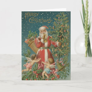 Bugle Santa Angels Christmas Card Feiertagskarte