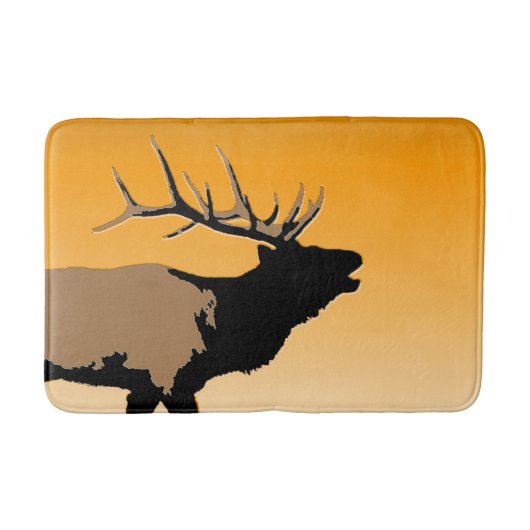 Bugling Bull Elch bei Sunset Original Wildlife Art Badematte (Vorderseite)
