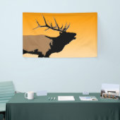 Bugling Bull Elch bei Sunset Original Wildlife Art Banner (Messeveranstaltung)