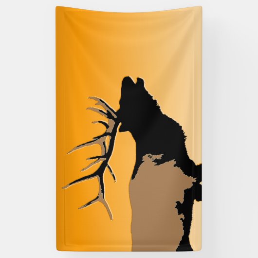 Bugling Bull Elch bei Sunset Original Wildlife Art Banner (Vertikal)