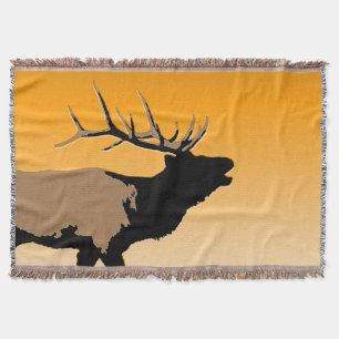 Bugling Bull Elch bei Sunset Original Wildlife Art Decke