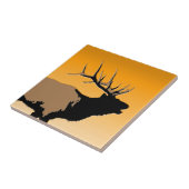 Bugling Bull Elch bei Sunset Original Wildlife Art Fliese (Seite)
