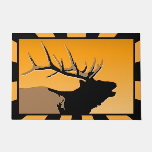 Bugling Bull Elch bei Sunset Original Wildlife Art Fußmatte (Vorderseite)