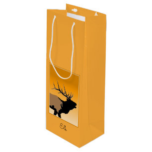 Bugling Bull Elch bei Sunset Original Wildlife Art Geschenktüte Für Weinflaschen