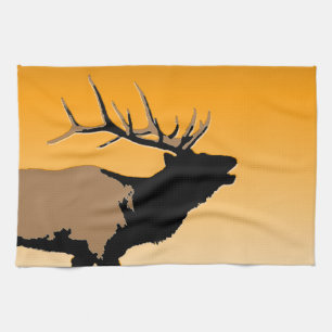 Bugling Bull Elch bei Sunset Original Wildlife Art Handtuch