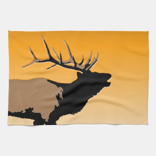 Bugling Bull Elch bei Sunset Original Wildlife Art Handtuch (Horizontal)