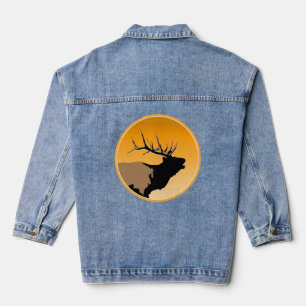 Bugling Bull Elch bei Sunset Original Wildlife Art Jeansjacke