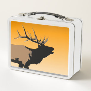 Bugling Bull Elch bei Sunset Original Wildlife Art Metall Brotdose