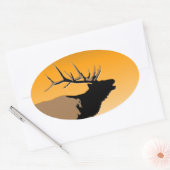 Bugling Bull Elch bei Sunset Original Wildlife Art Ovaler Aufkleber (Umschlag)