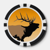 Bugling Bull Elch bei Sunset Original Wildlife Art Pokerchips (Vorderseite)