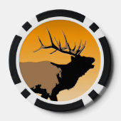 Bugling Bull Elch bei Sunset Original Wildlife Art Pokerchips (Rückseite)