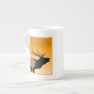 Bugling Bull Elch bei Sunset Original Wildlife Art Porzellantasse