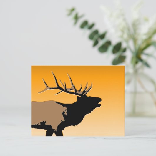 Bugling Bull Elch bei Sunset Original Wildlife Art Postkarte (Stehend Vorderseite)