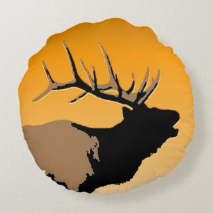 Bugling Bull Elch bei Sunset Original Wildlife Art Rundes Kissen