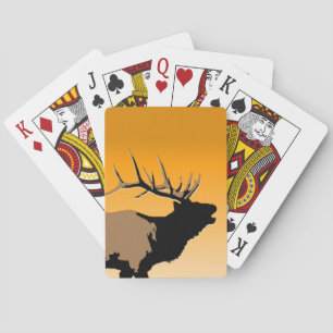 Bugling Bull Elch bei Sunset Original Wildlife Art Spielkarten