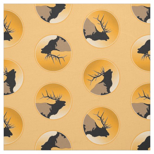 Bugling Bull Elch bei Sunset Original Wildlife Art Stoff (Muster)