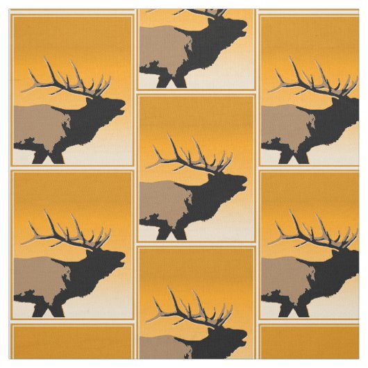Bugling Bull Elch bei Sunset Original Wildlife Art Stoff (Muster)