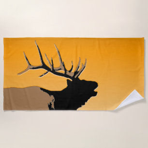 Bugling Bull Elch bei Sunset Original Wildlife Art Strandtuch
