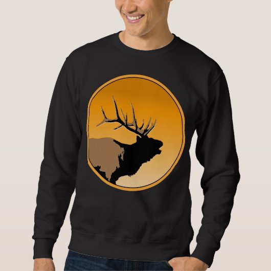 Bugling Bull Elch bei Sunset Original Wildlife Art Sweatshirt (Vorderseite)