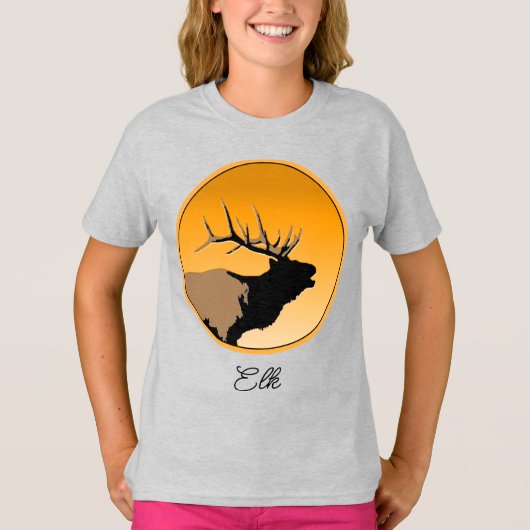 Bugling Bull Elch bei Sunset Original Wildlife Art T-Shirt (Vorderseite)