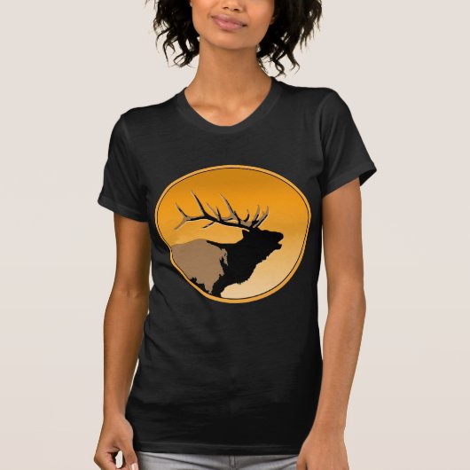 Bugling Bull Elch bei Sunset Original Wildlife Art T-Shirt (Vorderseite)