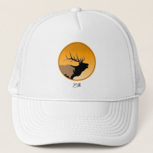 Bugling Bull Elch bei Sunset Original Wildlife Art Truckerkappe