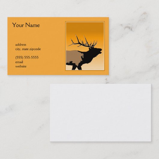 Bugling Bull Elch bei Sunset Original Wildlife Art Visitenkarte (Vorne/Hinten)