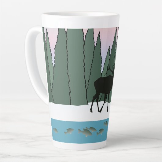 Bugling Bull Elk and Fish Bath Set Tuch Na Milchtasse (Linke Ecke)