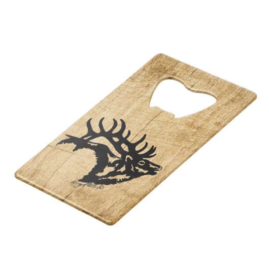 Bugling Bull Elk Credit Card Flaschenöffner (Vorderseite Schrägansicht)