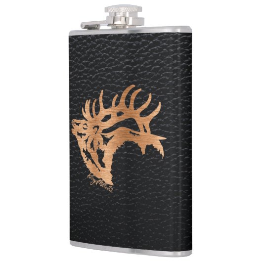 Bugling Bull Elk Flachmann (Links)