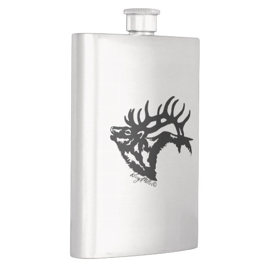 Bugling Bull Elk Flachmann (Rechts)