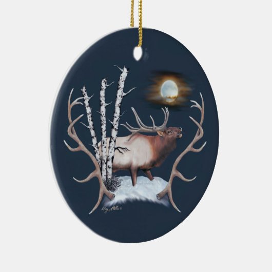 Bugling Bull Elk Keramik Ornament (Rechts)