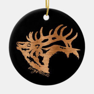 Bugling Bull Elk Keramik Ornament