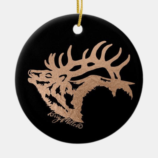 Bugling Bull Elk Keramik Ornament (Vorne)