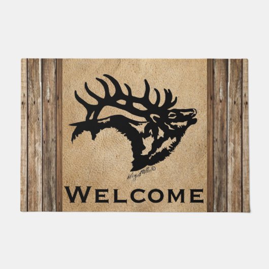 Bugling Bull Elk Willkommen Türmatte (Vorderseite)