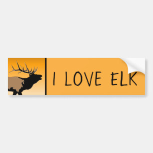 Bugling Elk at Sunset - Ursprüngliche Kunst im Nat Autoaufkleber