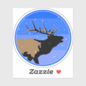 Bugling Elk im Winter - Original Wildlife Art Aufkleber (Blatt)