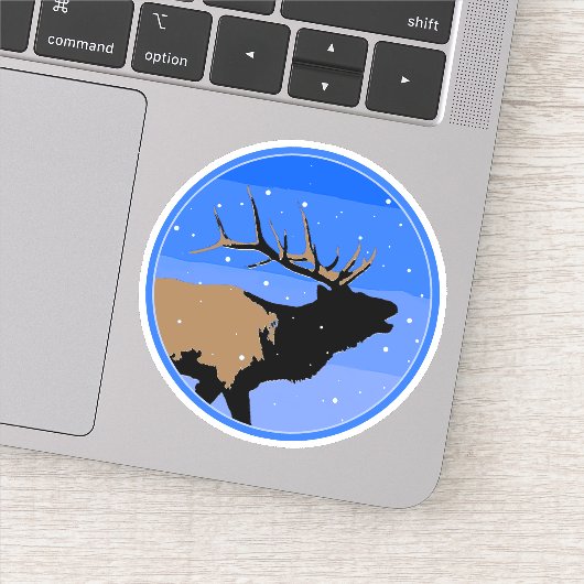 Bugling Elk im Winter - Original Wildlife Art Aufkleber (Detail)