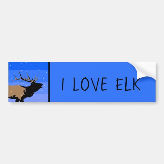 Bugling Elk im Winter - Original Wildlife Art Autoaufkleber (Vorne)